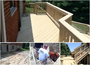 Beautiful Two-Tier Pressure Treated Deck with Custom Railings - metal roof deck cover, metal roof covered deck, covered deck with metal roof, deck roofing systems, can you remove existing roof deck from rental property.